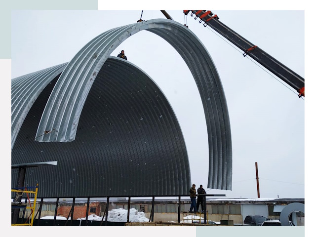 Полукруглые ангары в Киселёвске